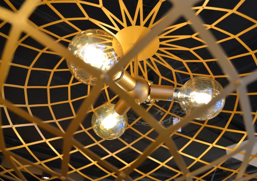 Lucide WOLFRAM - Pendelleuchten - Ø 100 cm - 3xE27 - Mattes Gold / Messing - Atmosphäre 3